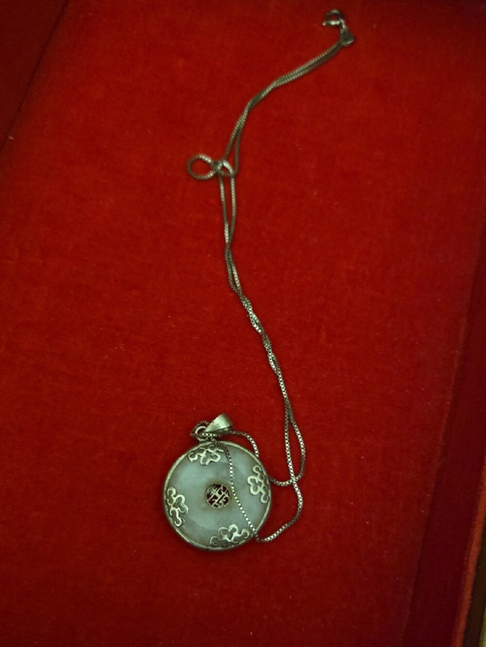 Vintage 925 Silver Jade Necklace With Chain